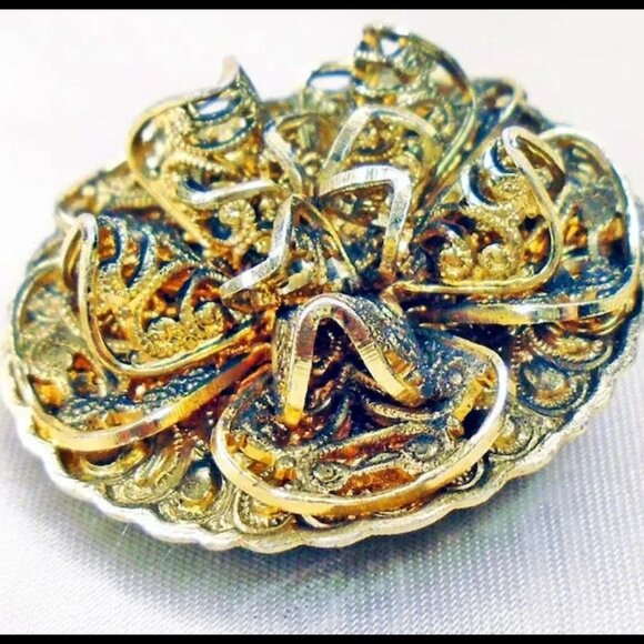 Vintage Scarf Clip Slide for Dress, Hat Western Germany Antique Filigree Finish - Picture 2 of 14